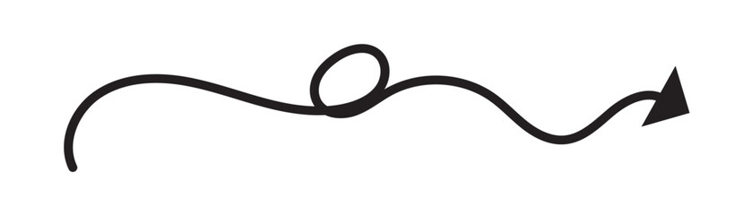 linear hand drawn arrow icon. Funny vector black and white arrow icon. Isolated monochrome doodle arrow icon on white background in eps 10.