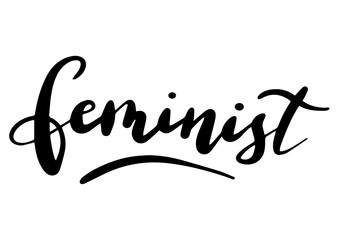 Fototapeta na wymiar Stylish , fashionable and awesome Feminist typography art and illustrator,Print ready vector handwritten phrase Feminist Tshirt hand lettered calligraphic design.Feminist Vector illustration bundle.