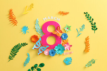 International Women's Day 8 March greeting card from flowers.