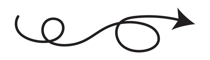 linear hand drawn arrow icon. Funny vector black and white arrow icon. Isolated monochrome doodle arrow icon on white background in eps 10.