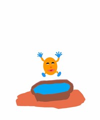 Jumping Cute Orange Animated Icon Vector