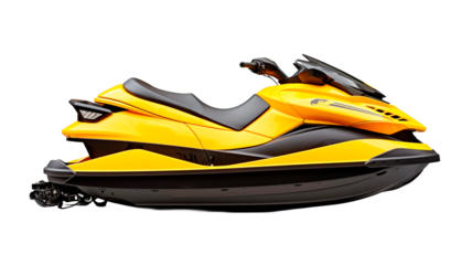 Yellow jet ski on transparent background.

