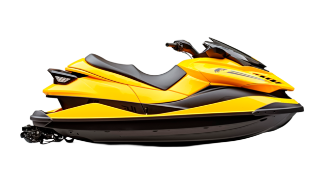 Yellow jet ski on transparent background.

