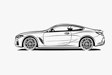 Fototapeta premium Hand drawn car outline vector image. Vehicle art.