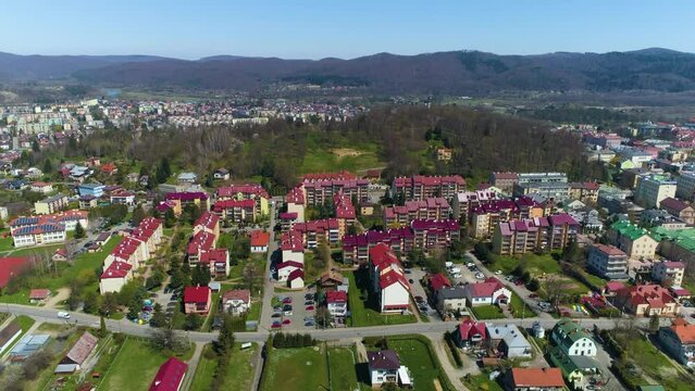 Beautiful Mountain Landscape Panorama Sanok Aerial View Poland