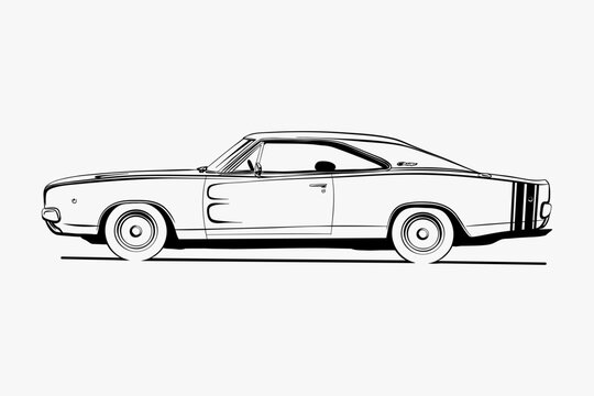 Hand drawn car outline vector image. Vehicle art.