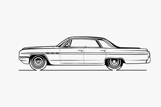 Hand drawn car outline vector image. Vehicle art.