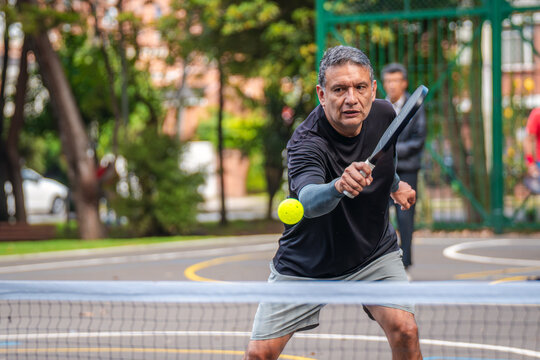 Man playing pickleball