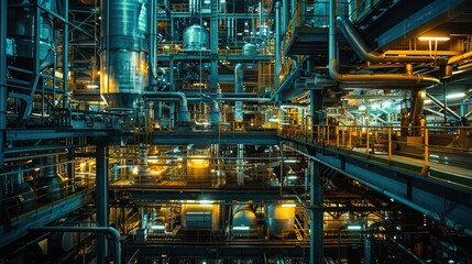 Fototapeta premium modern industrial technology with high-resolution images showcasing a factory plant equipped with advanced machinery and production lines, emphasizing precision and efficiency.