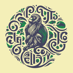 Monkey Head Vector Illustration Iconic Typography T-shirt New style Design Eps File Vector