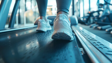 Person Jogging on a Treadmill at a Gym