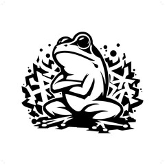 toad, frog silhouette, animal graffiti tag, hip hop, street art typography illustration.