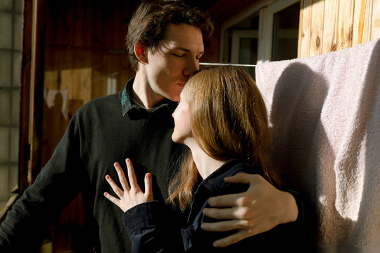 young couple on the balcony