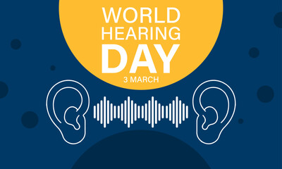 World hearing day campaign blue template design with ear vector illustration.
