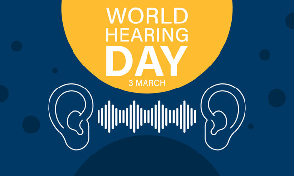 World hearing day campaign blue template design with ear vector illustration.