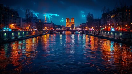 Fototapeta premium Aerial View of Paris France At Night