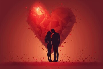 Visual Poetry in Love: Artistic and Romantic Valentine Cards with 3D Designs, Heart Graphics, and Expressive Art - obrazy, fototapety, plakaty