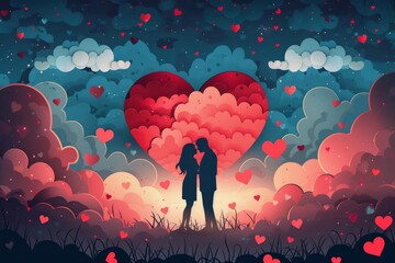 The Art of Love's Expression: Romantic and Creative Valentine Cards with 3D Designs, Heart Graphics, and Love Symbols - obrazy, fototapety, plakaty