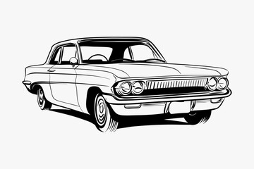 Hand drawn car outline vector image. Vehicle art.