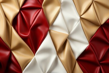 Vibrant red, luxurious gold, and crisp white colors in abstract 3d high tech geometric background.