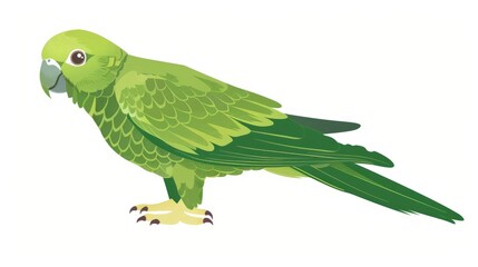 The green parrot cartoon against a white backdrop evokes a sense of mystery This cutout figure perfect for graphic design projects and cartoon illustrations offers endless creative possibil