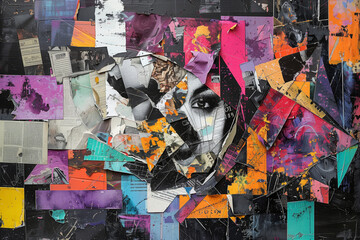 Portrait of a woman with a painted face Contemporary art collage Abstract design