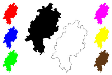 Hesse (Federal Republic of Germany, State of Germany, Hessia) map vector illustration, scribble sketch Hesse map