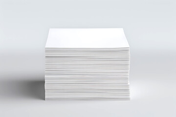 A stack of blank white paper sheets isolated on a white background, generative ai