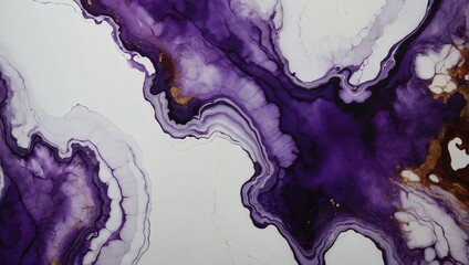 Royal purple and mahogany abstract background made with alcohol ink technique, bright white veins texture.