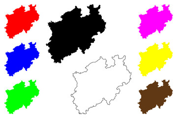 North Rhine-Westphalia (Federal Republic of Germany, State of Germany, NRW) map vector illustration, scribble sketch North Rhine-Westphalia map