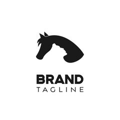 Horse and a Man Logo Symbol Design Template Flat Style Vector