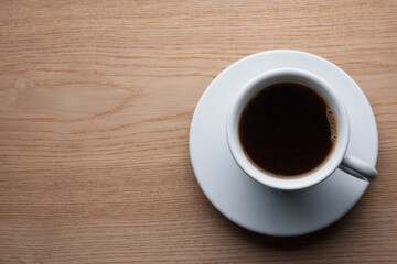 Cup coffee on wood table