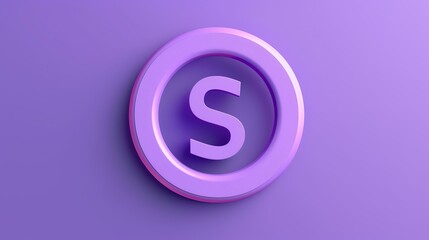 3D rendering of a purple letter S in a circle on a purple background.