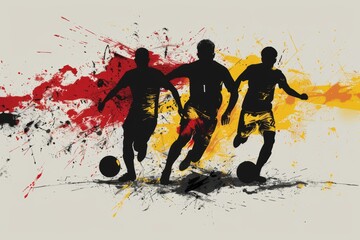 football athletes. sport. illustration in red black and yellow colors. Euro 2024 in Germany