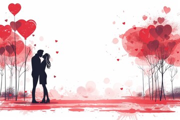 Romantic and Creative Valentine Artwork: Exploring Themes of Love, Bonding, and Artistic Expression in Stylized Designs - obrazy, fototapety, plakaty