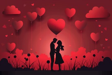 Valentine's Day Creative Art: Exploring Romantic Bonds and Love Concepts Through Artistic and Stylized Designs - obrazy, fototapety, plakaty