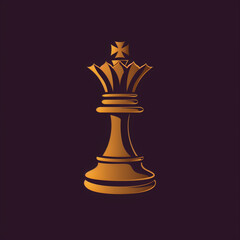 Fototapeta premium Golden Queen Chess Piece Logo