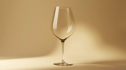 Elegant wine glass on a beige background. The glass is empty and ready to be filled with your favorite wine.