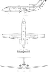 Adobe Illustrator Artwork Yakovlev Yak-40 3-view vector file.eps
