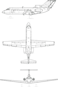 Adobe Illustrator Artwork Yakovlev Yak-40 3-view vector file.eps