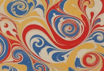 Traditional Marbled Paper Pattern red and blue