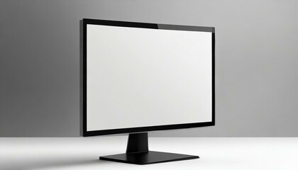 Modern Black Monitor with White Screen for Mockup - Template for Graphic, Web Design or Program Presentation