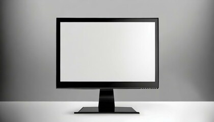 Modern Black Monitor with White Screen for Mockup - Template for Graphic, Web Design or Program Presentation