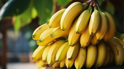 Ripe bananas on tree in greenhouse, promoting healthy fruit concept with copy space - Powered by Adobe