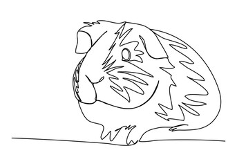 Guinea pig. One line drawing vector illustration.
