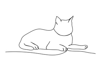 Cat. One line drawing vector illustration.