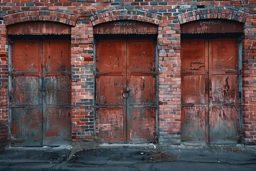 Fototapeta na wymiar Doors on a background of a brick wall .
