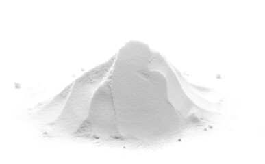 Sodium carbonate, pile baking soda isolated on white	