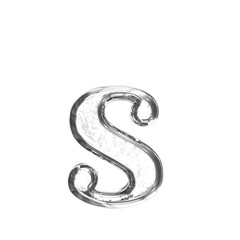 Ice 3d symbol in a silver frame. letter s