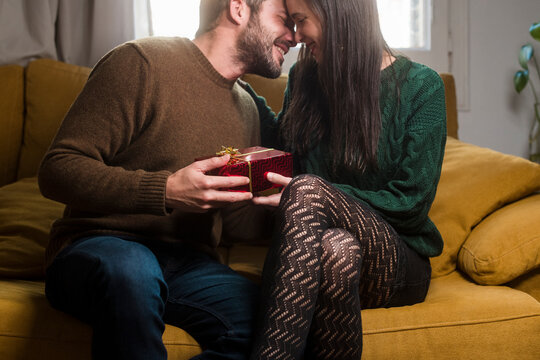 Romantic gift giving at home
